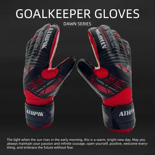 Miniatura 5 de Guantes de portero con protección de dedos profesionales, agarre fuerte para los salvamentos más duros, protección para prevenir lesiones, Negro &