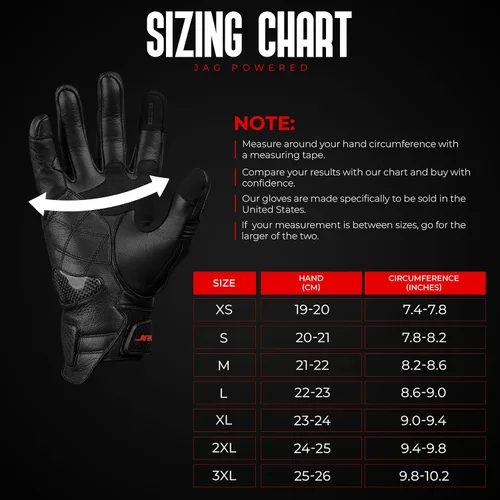 Miniatura 3 de J.A.G. Guantes de Motocicleta de Piel para Hombre - Protección de Nudillo de Fibra de Carbono, Motocicleta, Deportes Motorizados, Bicicleta