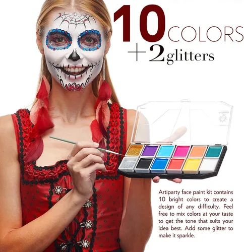 Miniatura 2 de Kit de pintura facial, no tóxico e hipoalergénico, kit profesional de pintura facial para niños y adultos, kit de maquillaje de cosplay, fácil