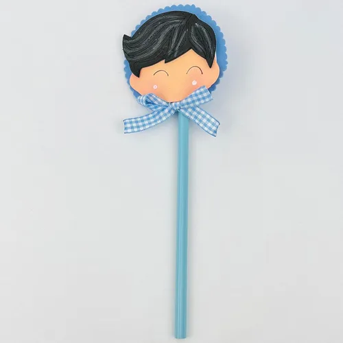 Adorno para lapiz hecho a mano, adorno para lapiz de motivo de niño, aplique en goma eva para lapiz. adorno de niño para lapiz, adorable diseño para