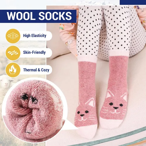 Miniatura 21 de Eocom 6 pares de calcetines de invierno cálidos de lana para niños y niñas