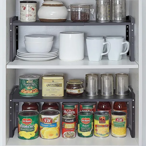 Miniatura 6 de Jojocross Estante expandible para organizador de gabinete, ajustable y apilable, estante de especias en la cocina y el baño más, encimera, armario