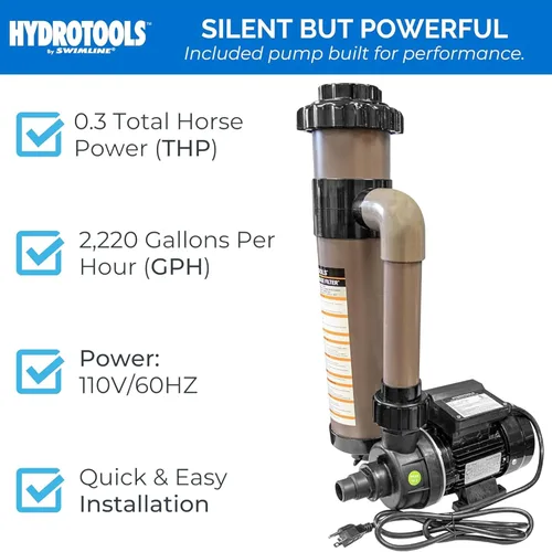Miniatura 5 de Swimline Hydrotools - Sistema de filtro de cartucho para piscinas sobre tierra, 8 pies cuadrados con bomba de 0.3 THP, para piscinas de hasta 9000