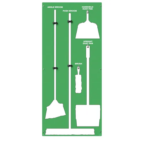 Miniatura 11 de Clean & Sweep 5S - Soporte para escoba de montaje en pared, tablero de 68 x 30 pulgadas, estación de limpieza 5S, solo tablero, herramientas se