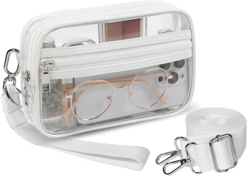 Miniatura 8 de Bolso cruzado transparente con correa de muñeca, aprobado para estadios, bolsa transparente para conciertos, eventos deportivos