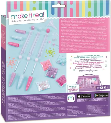 Miniatura 2 de Kit de plumas flotantes DIY Make It Real - Crea 3 plumas brillantes y personalizables con purpurina y encantos - Actividad creativa divertida sin