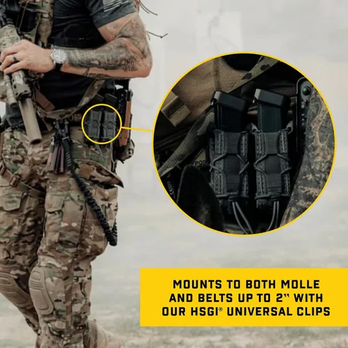 Miniatura 4 de High Speed Gear, bolsa para cargador de pistola doble TACO MOLLE, fabricado en los Estados Unidos. Negro