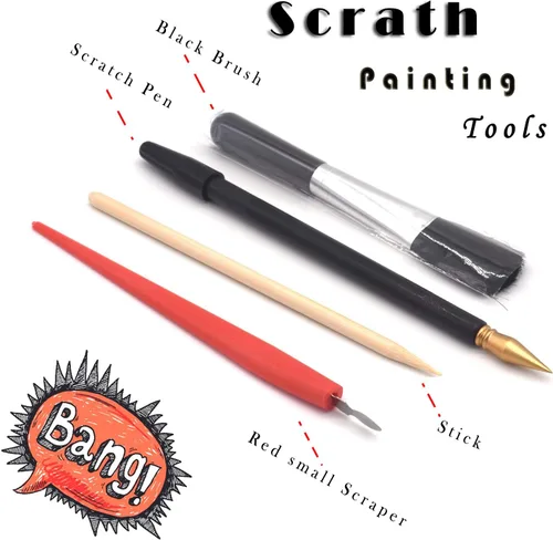 Miniatura 4 de Kit de manualidades de papel de pintura para arañazos para adultos (16 x 11 pulgadas), juego de arte de grabado de lámina de bricolaje, regalo