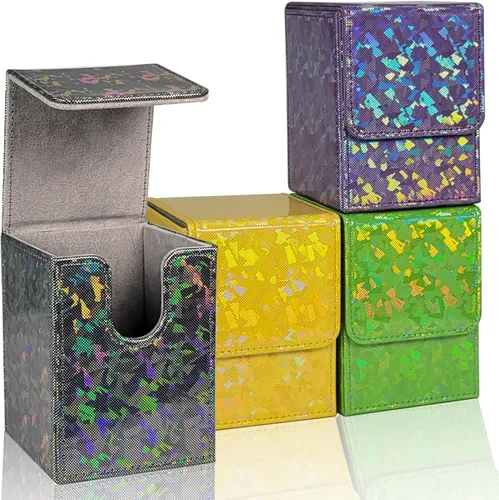 Dmoicols 4 Paquetes Caja de Mazos de Cartas Contiene 400+ Cartas con Fundas Individuales, Caja de Almacenamiento de Cartas de Material Láser