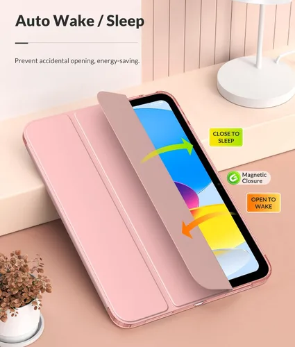 Miniatura 7 de MoKo Funda para iPad (A16) de 11ª generación 2025/10ª generación 2022, iPad de 11 pulgadas/10.9 pulgadas con cubierta trasera translúcida de TPU Oro