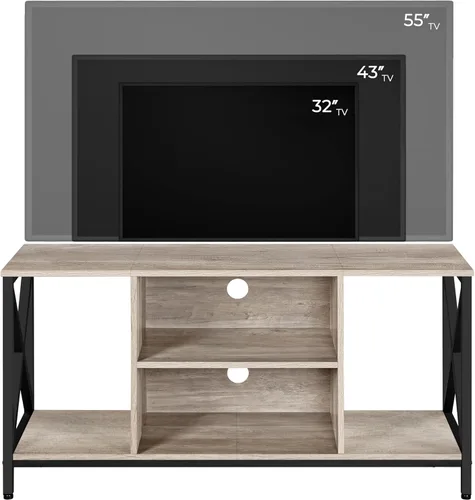 Miniatura 4 de Yaheetech Soporte de TV Industrial para TV de 55 Pulgadas, Mesa de Centro de Entretenimiento y Consola de Medios con Almacenamiento Abierto para Gris