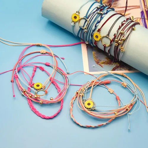 Miniatura 9 de String Boho Bracelet Ankle Adjustable Beaded Anklets,Handmade Surfer Beach Bracelets,Colorful Braided Bracelets String Rope Anklets Bracelets