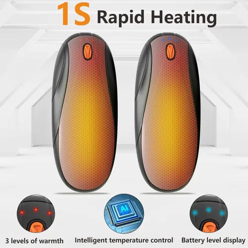 Miniatura 3 de Hand Warmers Rechargeable 2Pack,14000mAh Electric Hand Warmers with Charging Case,Quick Charge Portable Heater,Gifts for Negro