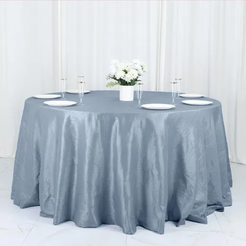 Miniatura 22 de Tableclothsfactory Mantel rectangular de tafetán arrugado de acordeón azul polvoriento, de 60 x 102 pulgadas, perfecto para ceremonias de boda
