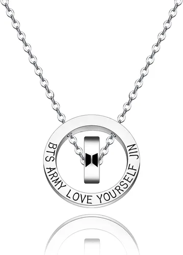 MTYCTWED Collar Love Yourself con dije del ejército, joyería para fanáticos de Kpop, collar coreano del grupo militar, regalo inspirador para
