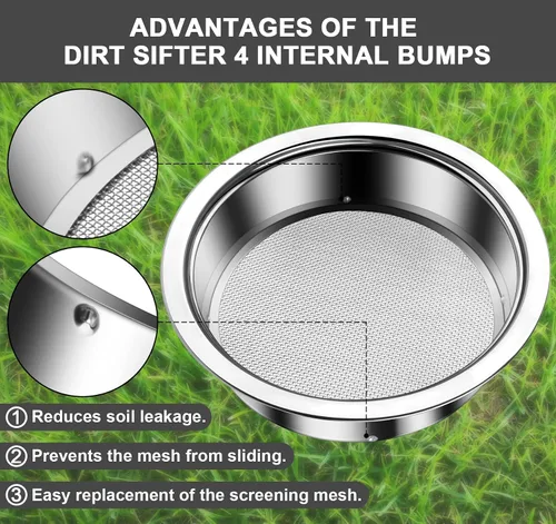 Miniatura 4 de Juego de tamiz de suelo bonsái para jardinería, tamiz de suelo con 5 mallas intercambiables (0.039 in, 0.118 in, 0.197 in, 0.276 in, 0.354 in)