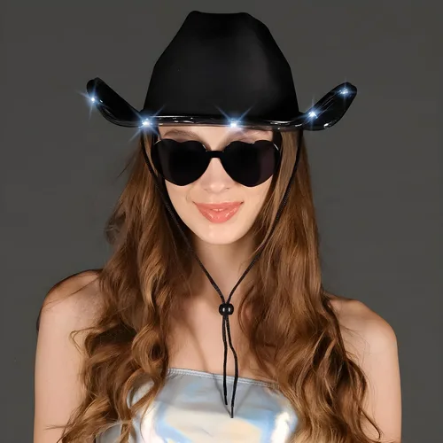 Miniatura 4 de Funcredible Light Up Cowboy Hat and Glasses - Holographic Led Cowboy Hat for Women - Space Cowgirl Hat - Cowgirl Outfit