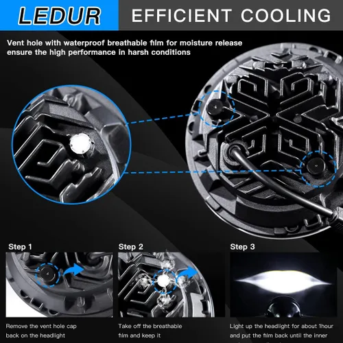 Miniatura 3 de LEDUR - Faro delantero LED redondo para motocicleta de 7 pulgadas, aprobado por DOT, con haz alto y bajo, con carcasa y cubeta, para Harley, Yamaha