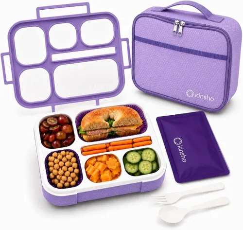 Miniatura 15 de Bento-Box - Juego de lonchera aislada y paquete de hielo. Loncheras, contenedores de bocadillos para niños, niñas y adultos. 6 compartimentos, cajas