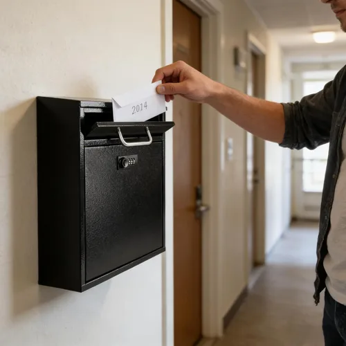 Miniatura 3 de KYODOLED Buzón de pared para exterior, cerradura de combinación, grande, negro Sturdy Steel, Anti-theft Large Drop Box, Ideal for Home, Office