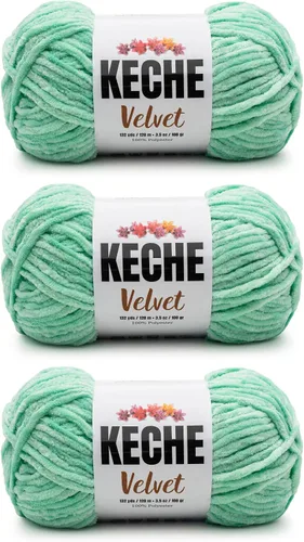 Miniatura 110 de Keche Hilo de terciopelo para ganchillo, manta de felpilla suave, voluminosa, hilo amigurumi, 3.53 oz (132 yardas), color azul bebé