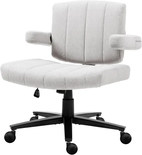 Vigosit Silla de oficina ergonómica cruzada – Silla de escritorio ajustable con reposabrazos anchos, tela antiagarre, capacidad de 265 libras (gris)