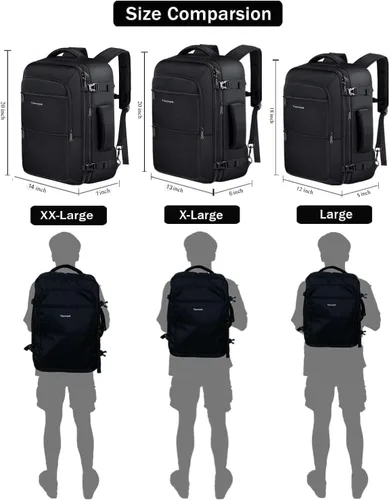 Miniatura 8 de Vancropak Mochila de mano, 10.5 gal de capacidad, expandible, extragrande, aprobada para viajar en avión, resiste el agua, maleta, ligera, fin