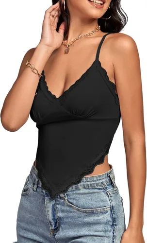Miniatura 3 de LYANER Camiseta sin mangas con cuello en V y tirantes delgados para mujer