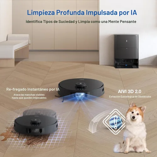 Miniatura 6 de ECOVACS DEEBOT T30S AI Care Robot Aspiradora y Trapeador, 11000Pa, Trapeado de Borde Adaptativo TruEdge, ZeroTangle, AI Instant Re-mop, Lavado