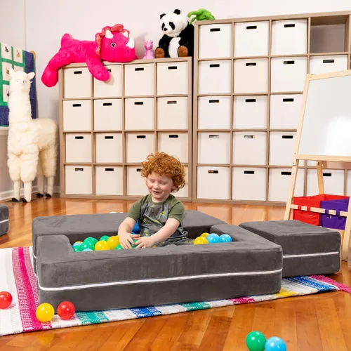 Miniatura 2 de Jaxx Zipline - Sofá biplaza modular y otomana para niños, tumbona plegable, color carbón Carbón vegetal