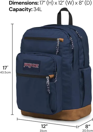 Miniatura 2 de JanSport Mochila genial con funda para laptop de 15 pulgadas, mochila grande para computadora con 2 compartimentos, correas ergonómicas, Azul Azul