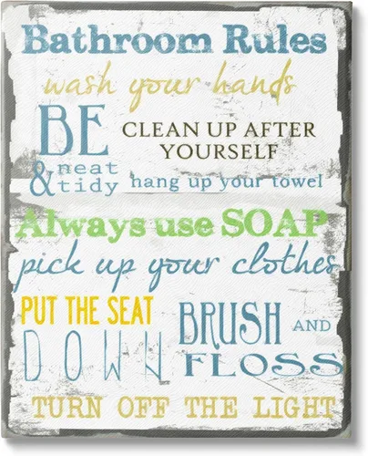 Miniatura 4 de The Stupell Home Decor Collection - Placa de pared para baño "Bathroom Rules
