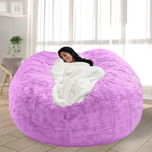Miniatura 43 de Puf para adultos y niños sin relleno, sofá perezoso suave y redondo, funda de sofá de puf clásico, saco de amor para dormitorio, silla de lectura