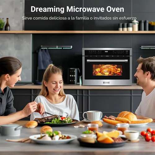 Miniatura 5 de AAOBOSI Horno de microondas de convección integrado de 24 pulgadas, hornos microondas de pared de 1,6 pies cúbicos con combos de freidora de aire