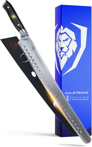 Dalstrong Cuchillo para cortar - 14 pulgadas - Cuchillo rebanador extra largo - Serie Shogun Elite - Super acero AUS-10V japonés - Tratado al vacío