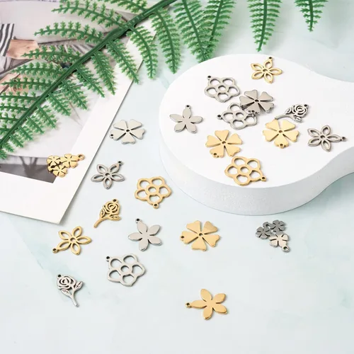 Miniatura 7 de Craftdady Colgantes de eslabones de conector de acero inoxidable, colgantes de mariposa con marco de metal, adornos colgantes para hacer joyas
