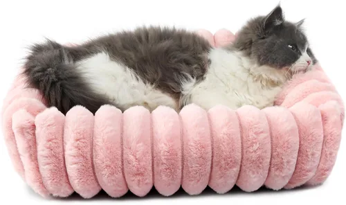 Miniatura 8 de Cute Small Dog Beds for Small Dogs Girl and Cats Washable,Rectangle Cat Bed with Sides Orthopedic Soft Cozy Calming Sleeping Puppy Beds Pink Pet