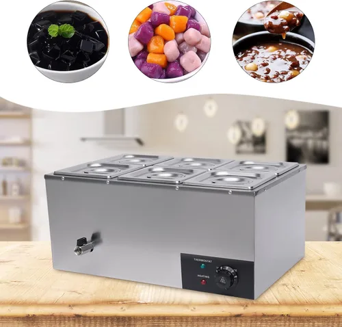 Miniatura 6 de Calentador de alimentos comercial de 6 bandejas con tapas, mesa de vapor eléctrica para calentar alimentos, 600 W, servidores y calentadores 6 Pan#2