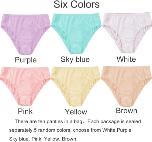 Miniatura 2 de Ropa interior desechable para mujer, para viajes y hospitales, 100% algodón (10 unidades)