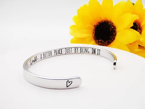 Miniatura 158 de Pulseras inspiradoras para mujer, joyería de acero inoxidable, con refranes, pulsera motivacional con mensaje oculto, pulseras grabadas para mejor