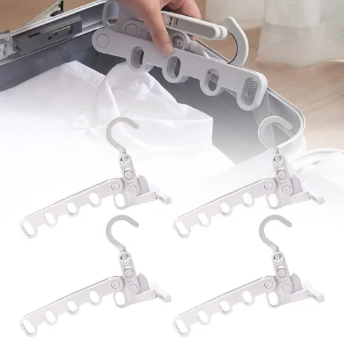 4 perchas plegables de viaje, colgador de ropa plegable portátil con 5 agujeros, colgador de ropa montado en la pared, estante de secado plegable
