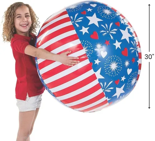 Miniatura 2 de Fun Express - Pelota de playa gigante patriótica para el 4 de julio - Juguetes - Infla - Pelotas de playa - 4 de julio - 1 pieza