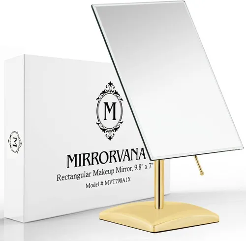 Miniatura 8 de MIRRORVANA Espejo de escritorio grande con soporte para escritorio de oficina, tocador de maquillaje y encimera de baño, espejo facial ajustable