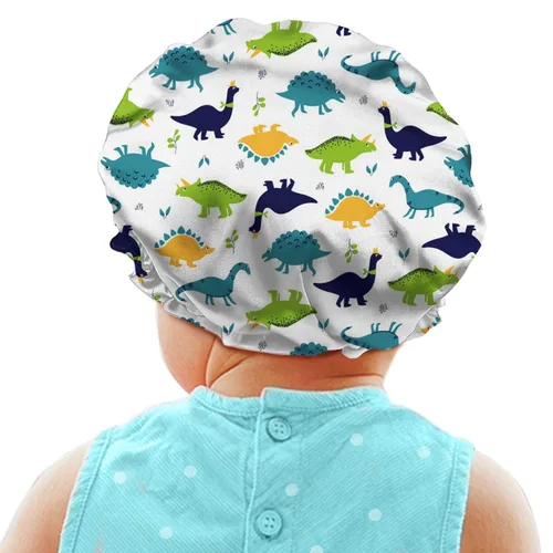 Miniatura 2 de Babrukda Gorro de satén para dormir, gorro de noche para niños, Dinosaurio