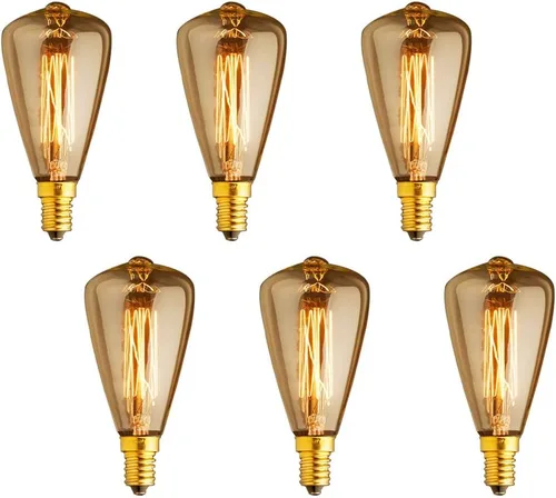 Bombillas incandescentes vintage Edison E12 40W ST48 bombillas de candelabro, 2200 K ámbar cálido ST48 luces de jaula de ardilla 240 Lemuns cálido