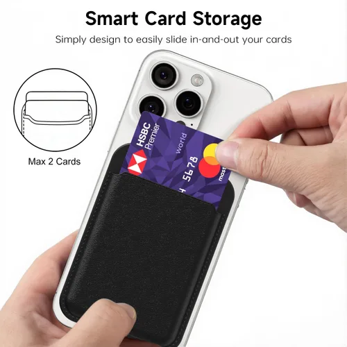 Miniatura 3 de oakxco Billetera para teléfono adhesiva, delgada y delgada con adhesivo para tarjetas de crédito, bolsillo trasero del teléfono, funda de plástico