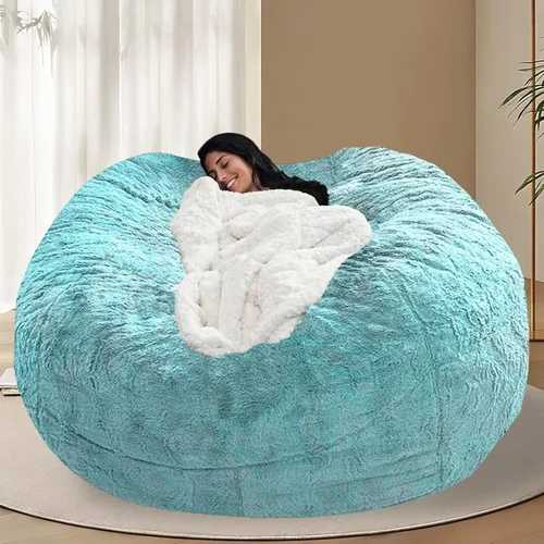 Miniatura 31 de BCU Funda para Silla Puf Ultra Suave Esponjosa de Piel Sintética Falsa Funda para Puf de Felpa Funda para Sillas de Sala de Estar para Adultos