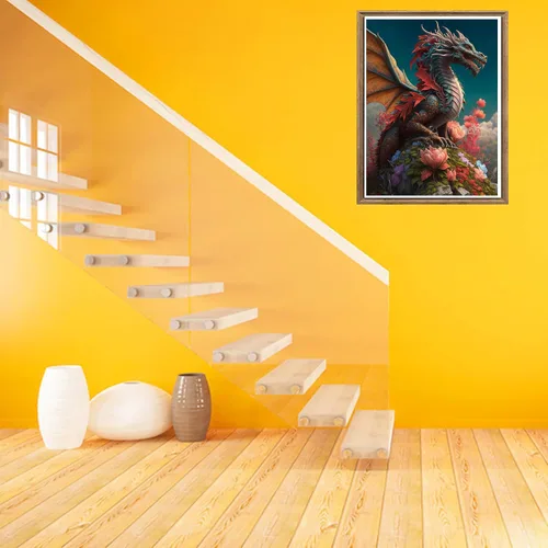 Miniatura 3 de Bimkole Kits de pintura de diamantes 5D para adultos, flor de dinosaurio, taladro completo, juego de bordado de diamantes de imitación, pintura
