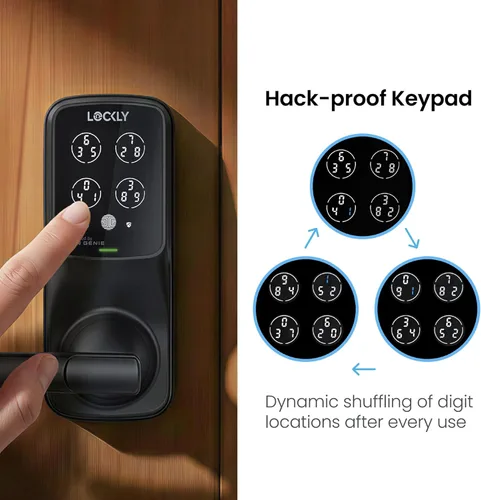Miniatura 3 de Lockly Secure Pro Smart Lock Wi-Fi, cerradura de puerta digital de entrada sin llave, sensor de huellas dactilares biométrico 3D, cerradura