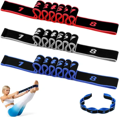 3 unidades de bandas de resistencia de fitness para estiramiento y yoga, bandas de resistencia de fitness con asas, ejercicio de tirador de moda,